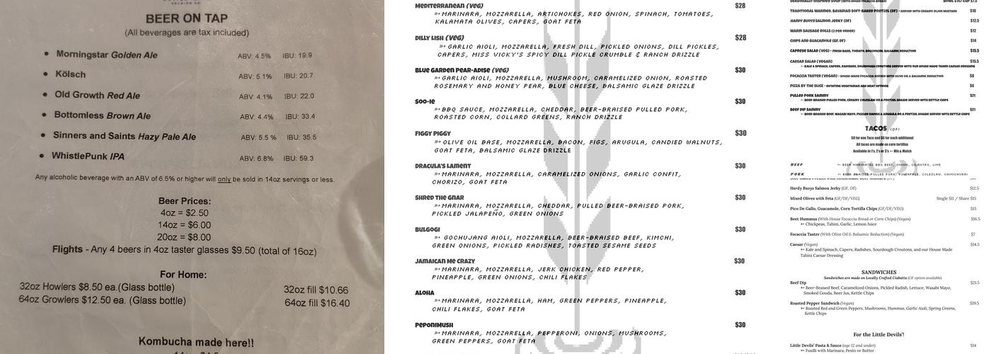 Devils' Bath Brewing Co. Menu