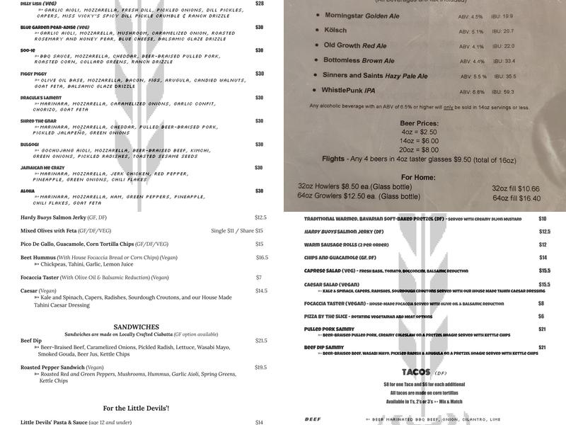 Devils' Bath Brewing Co. Menu