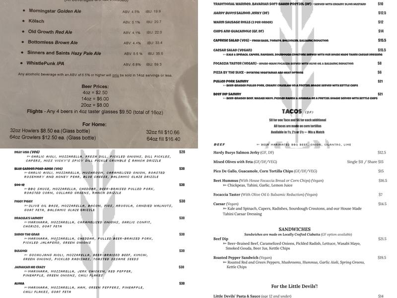 Devils' Bath Brewing Co. Menu