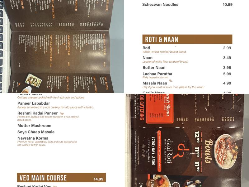 Daal Roti - Barrie Menu