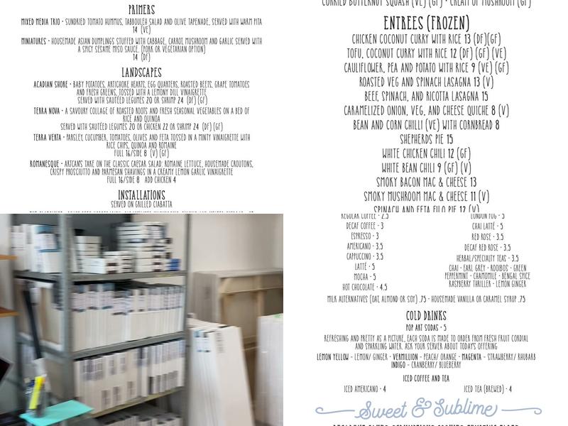 Art Can Kitchen and Studios Menu