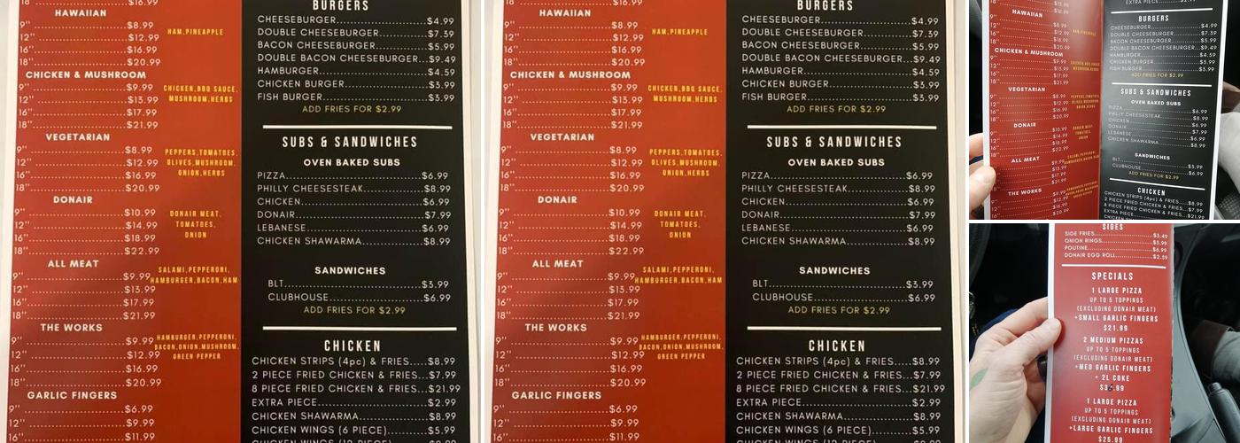 Upper Musquodoboit Mini Mart Menu