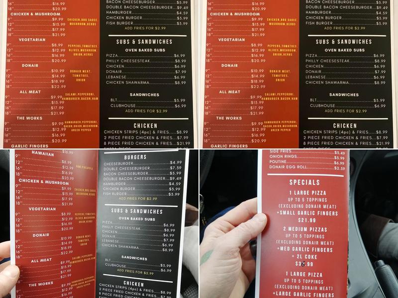 Upper Musquodoboit Mini Mart Menu