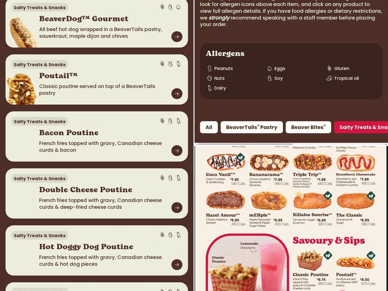 Beaver Tails Mobile Menu