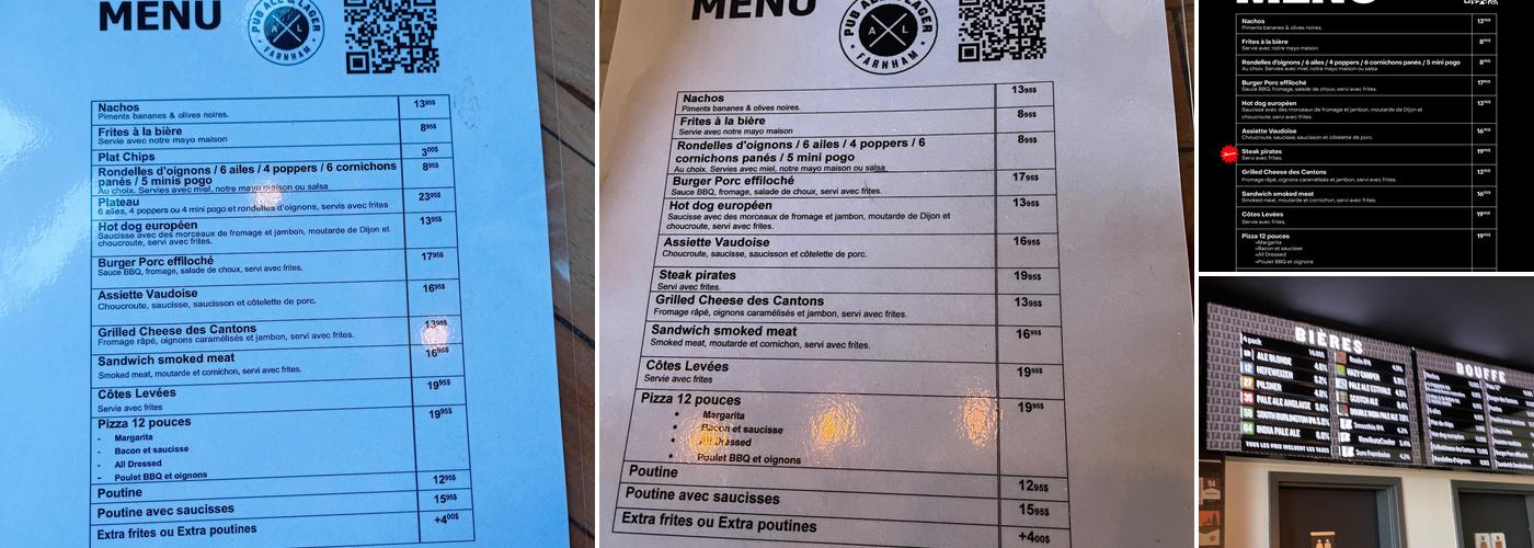 Farnham Ale & Lager Menu