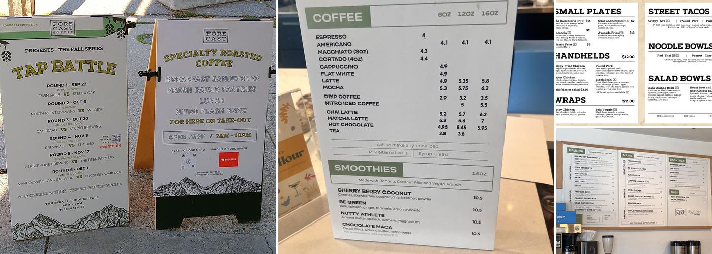 Forecast Coffee Menu