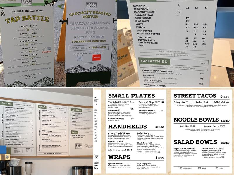 Forecast Coffee Menu