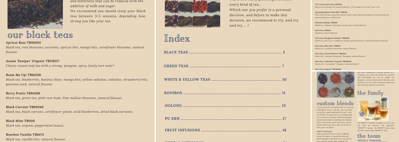 BREWTeas Menu