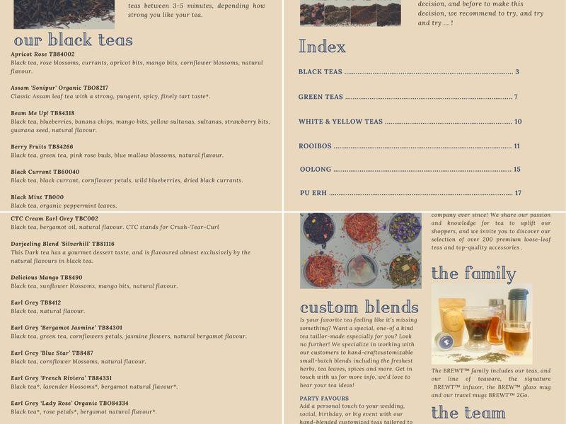 BREWTeas Menu
