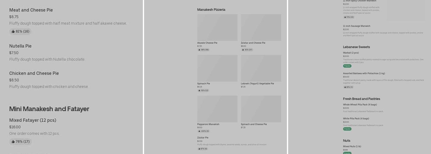 Reef Bakery Menu