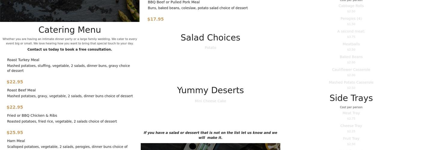 Donna's Home Style Cooking & Catering Menu