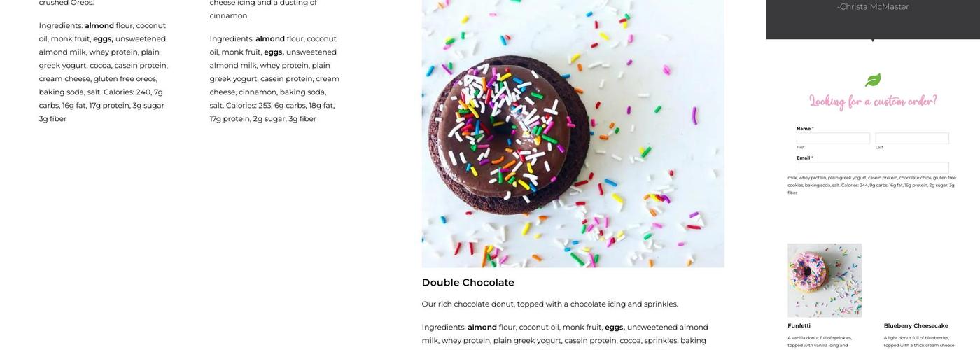 Somethin' Sweet Protein Treats Menu