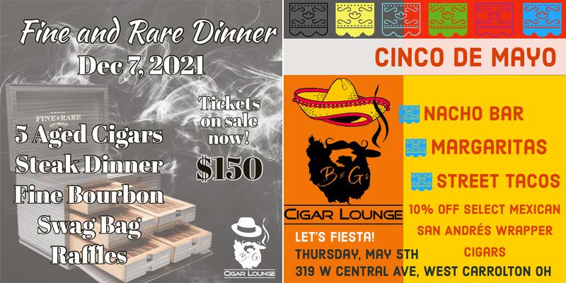B&G's Cigar Lounge Menu