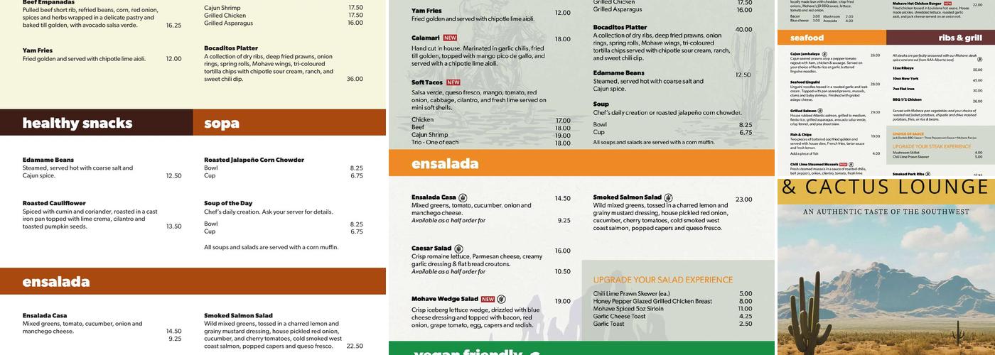 Cactus Lounge Menu