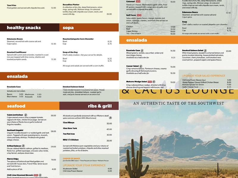 Cactus Lounge Menu