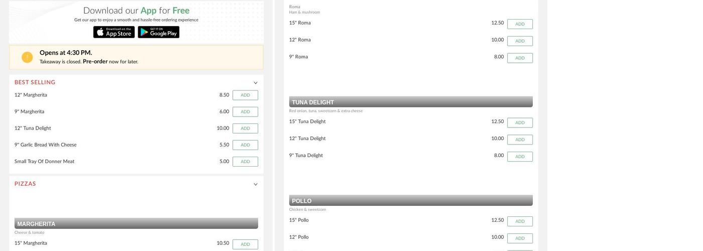 Pizza Pan Express Menu