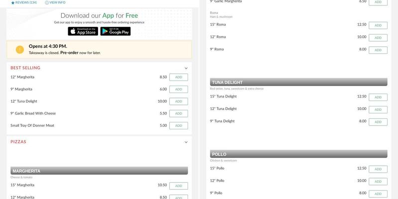 Pizza Pan Express Menu