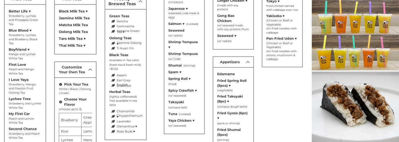 Yaya Tea Hicksville Menu