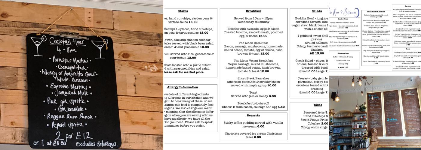 The Moon & Sixpence Menu