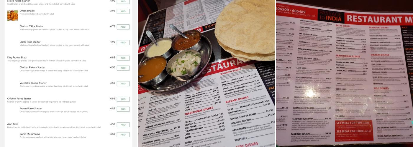 Passage To India Menu