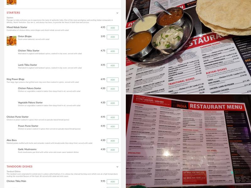 Passage To India Menu