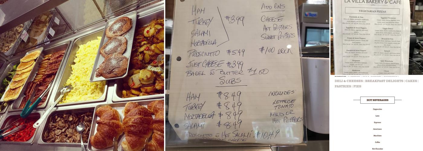 La Villa Bakery and Café Menu