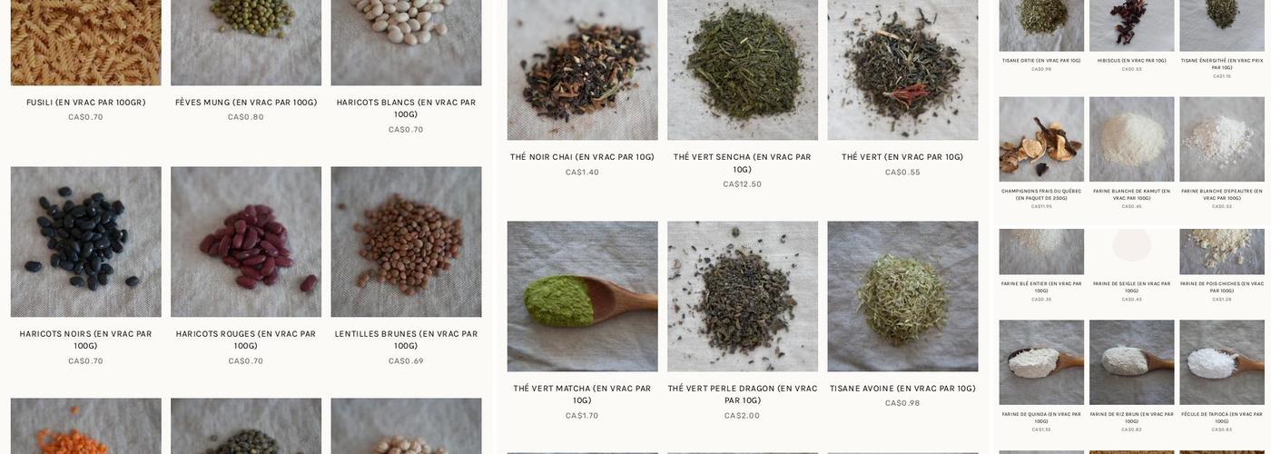 Simplement Vrac - Aliments en vrac Menu