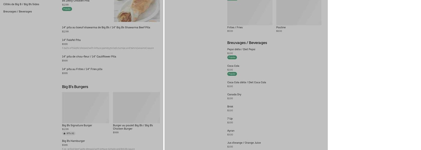 Restaurant Big Bite Menu