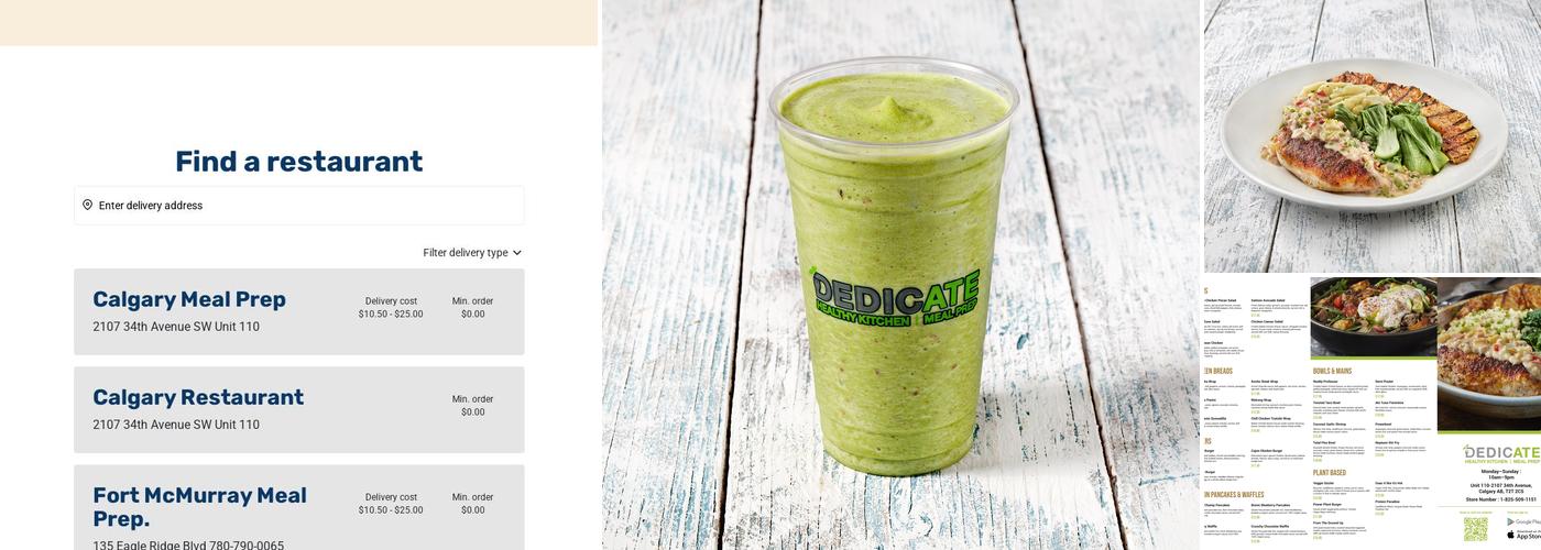 DEDICATE Healthy Kitchen | Meal Prep - Marda Loop Menu