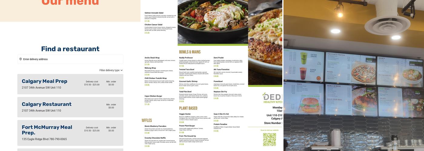 DEDICATE Healthy Kitchen | Meal Prep - Marda Loop Menu