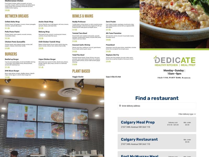 DEDICATE Healthy Kitchen | Meal Prep - Marda Loop Menu