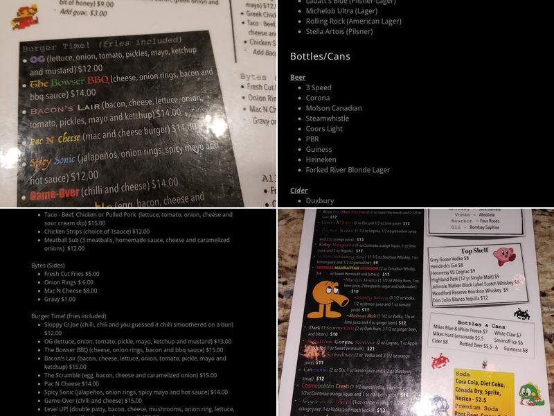 Tilt Arcade Bar Menu