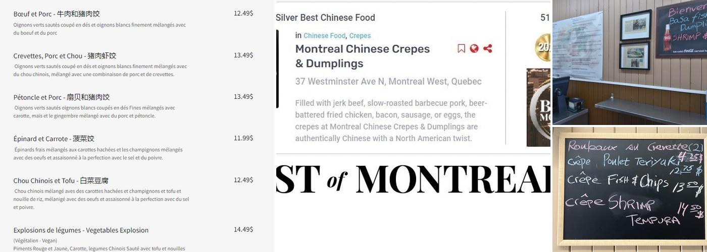Montreal Chinese Crepes & Dumplings Menu