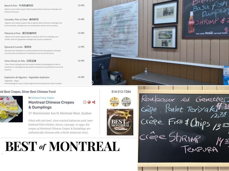 Montreal Chinese Crepes & Dumplings Menu