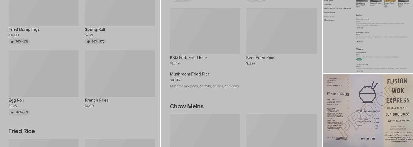 Fusion Wok Express Menu