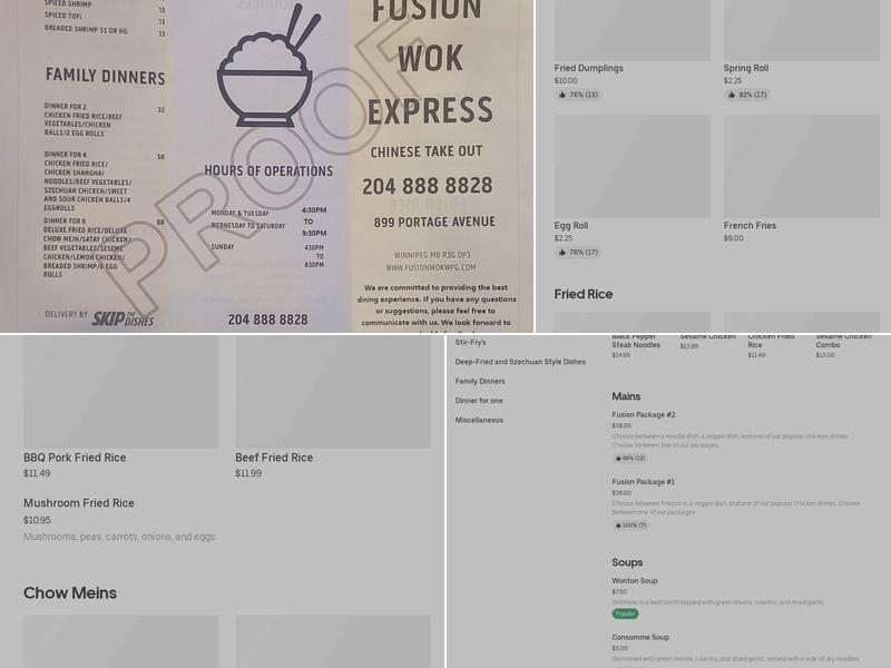 Fusion Wok Express Menu