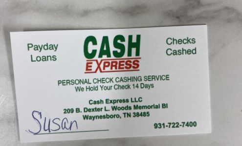 Cash Express 209 Dexter L Woods Memorial Blvd Ste B, Waynesboro Tennessee 38485