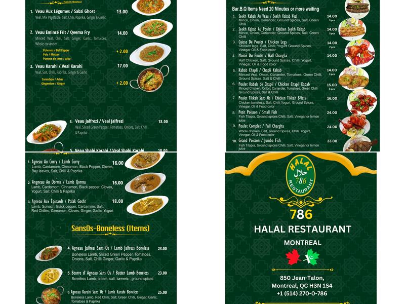 786 Restaurant Halal Menu