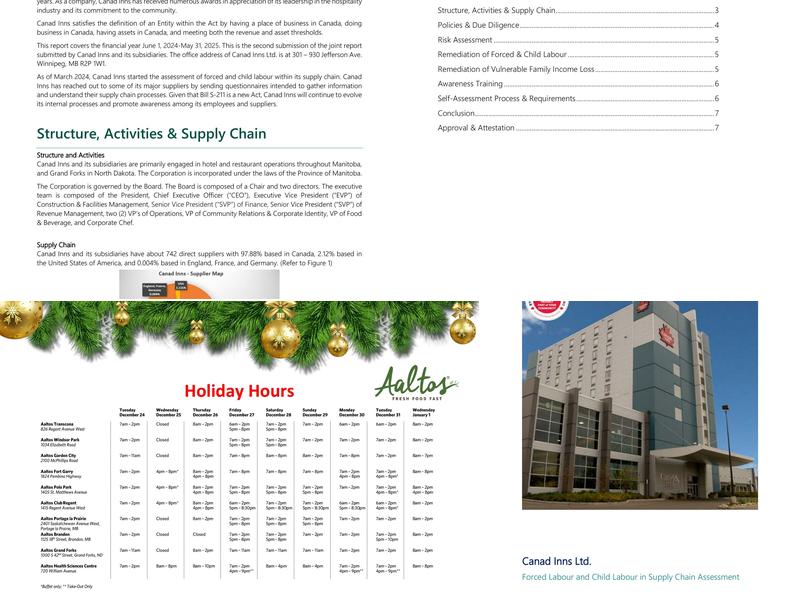 Aalto's Family Dining Menu