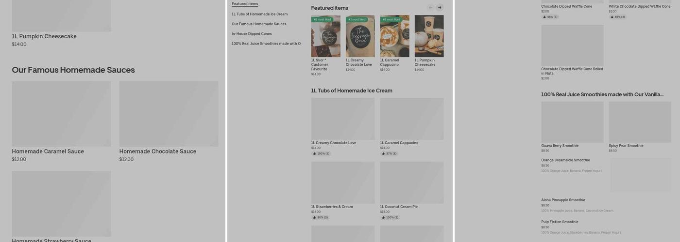 The Ice Cream Bowl Menu