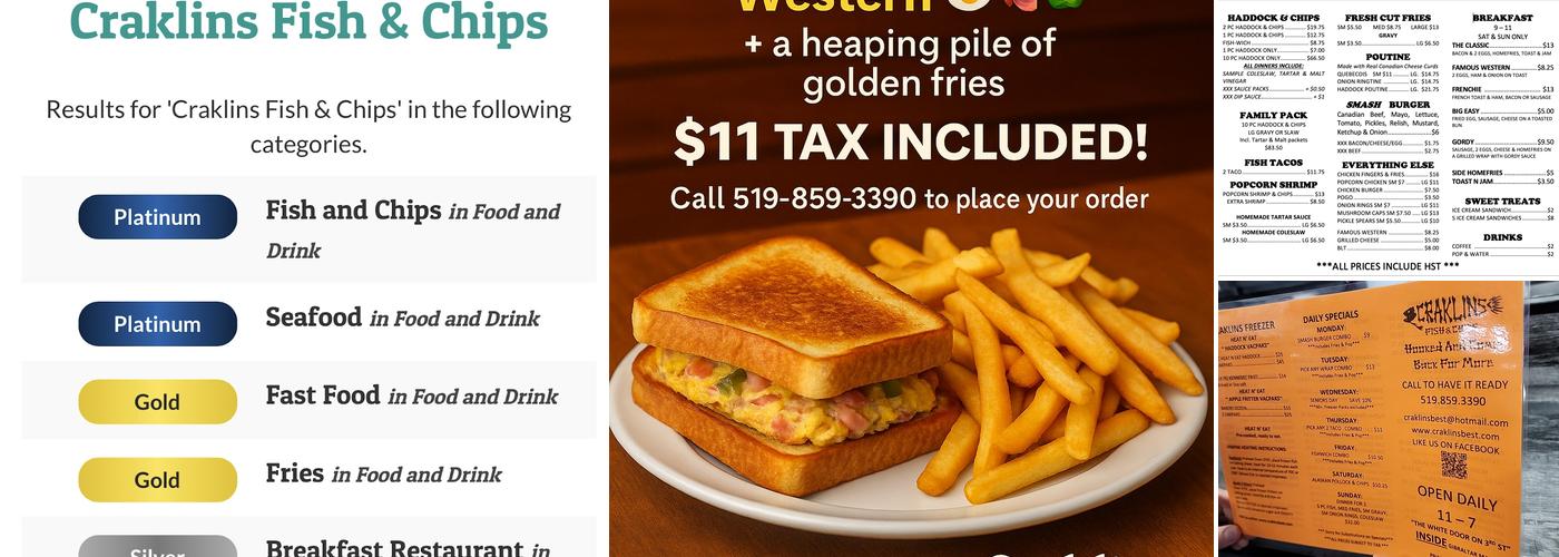 Craklins Best Fish & Chips Menu