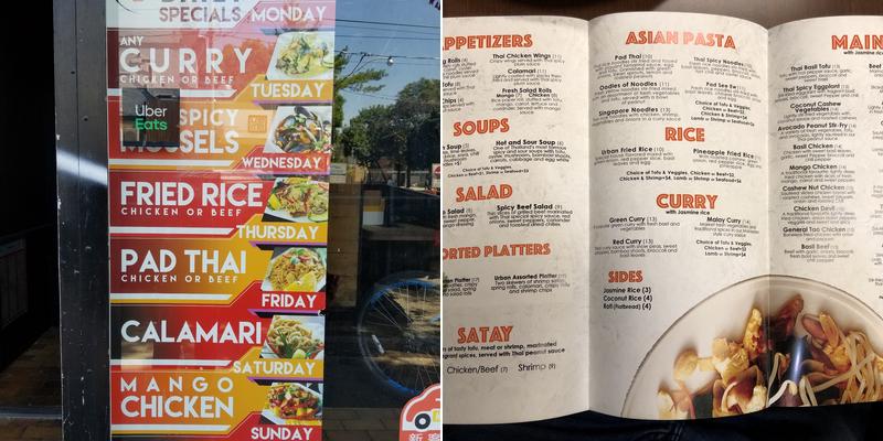 Urban Thai Menu