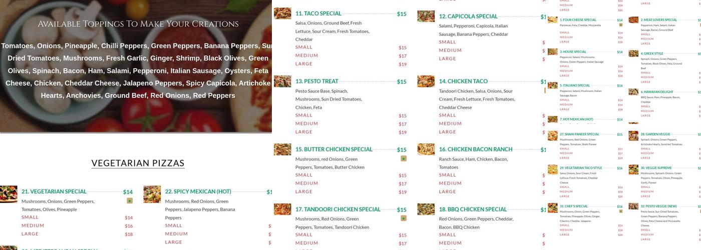 Pizza24 Menu