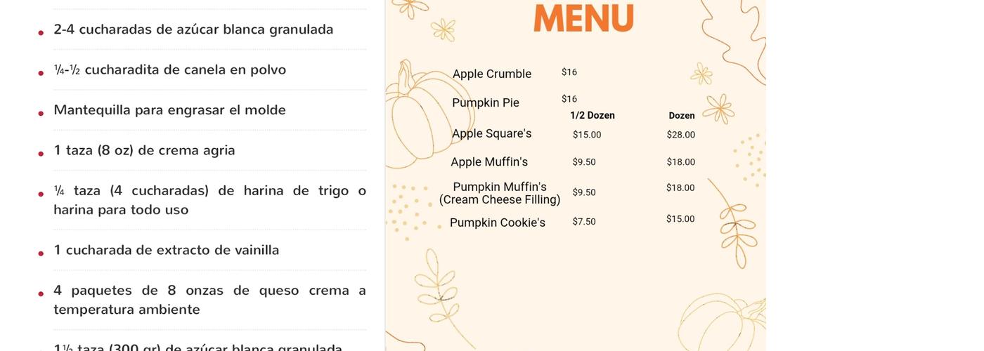 Edward’s Bakery Menu