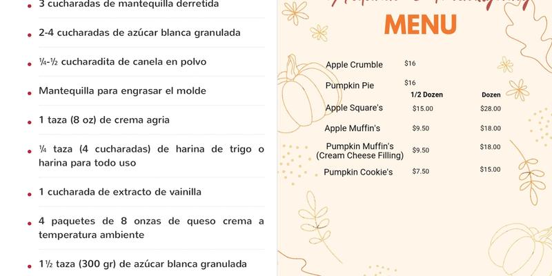 Edward’s Bakery Menu