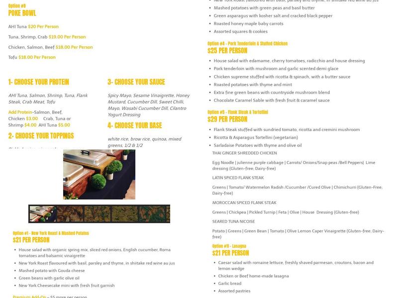 GTA Caterer | Catering Service Mississauga | Personal Chef Menu