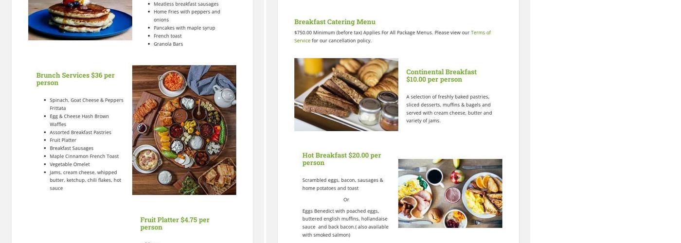 Meadowvale Catering Menu