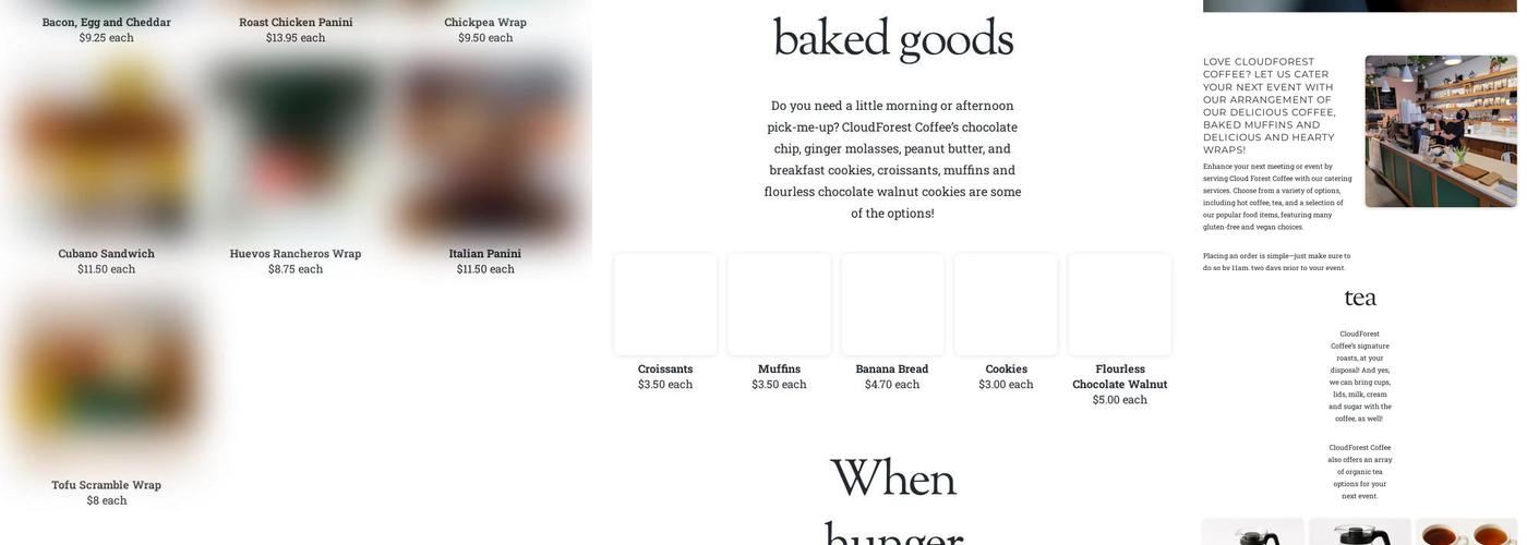 Café Cloudforest Menu