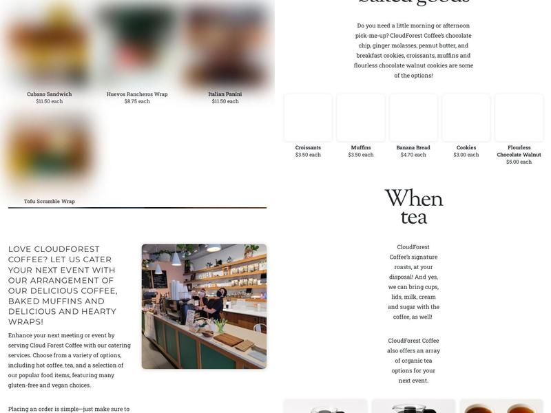 Café Cloudforest Menu