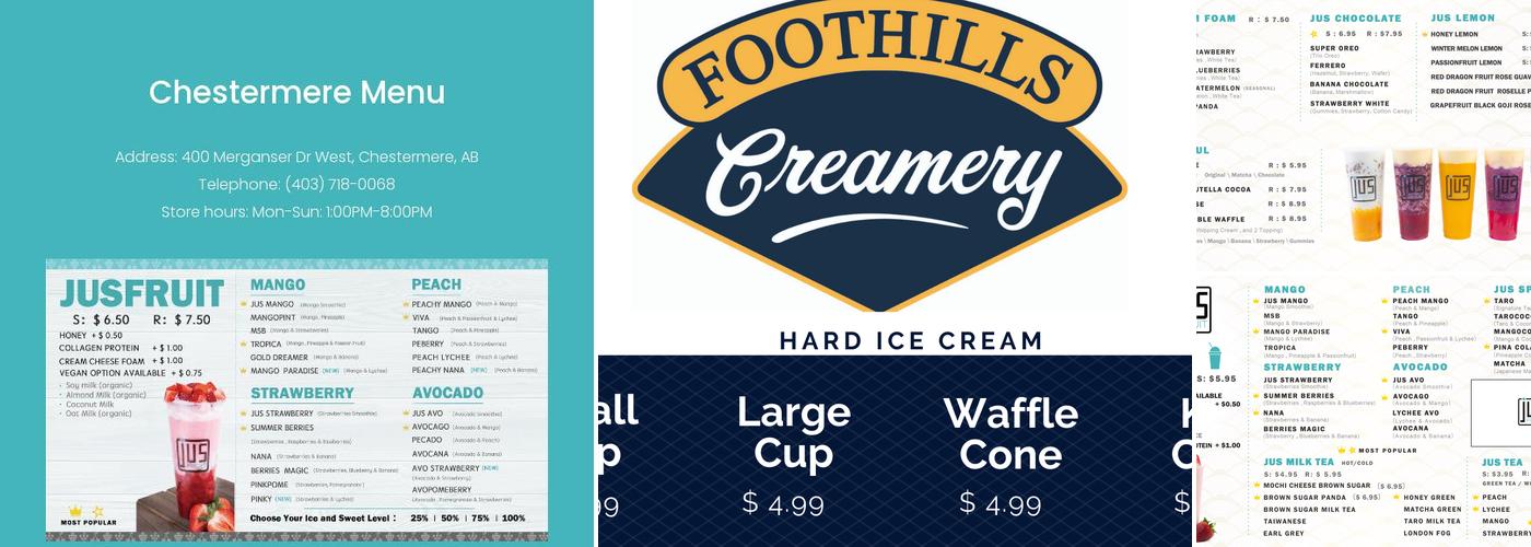 Jusfruit Chestermere Menu